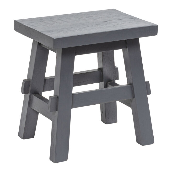 Revine Rustic Farmhouse Solid Mindi Wood Handcrafted Accent Stool