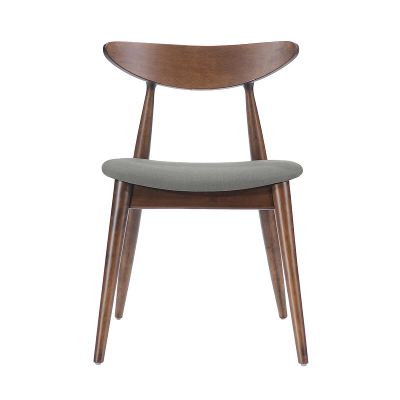 Side Dining Chair Set of 2, Round Rubberwood Splayed Legs, Gray Brown image number 3