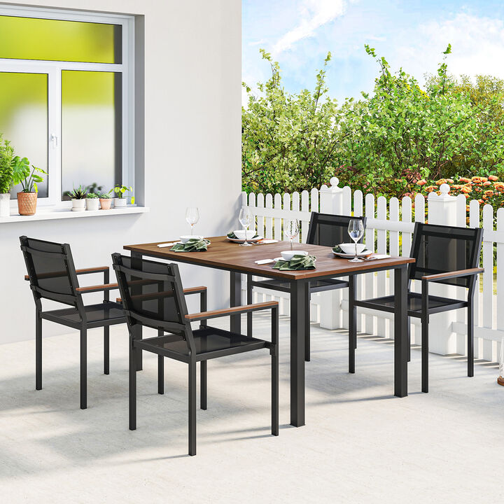 Hivvago Outdoor Patio Table and Chairs Set 4 Acacia Wood Seats
