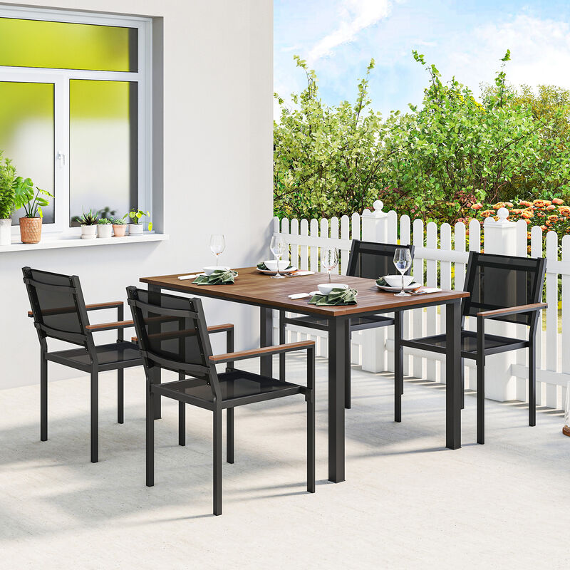 Hivvago Outdoor Patio Table and Chairs Set 4 Acacia Wood Seats image number 1