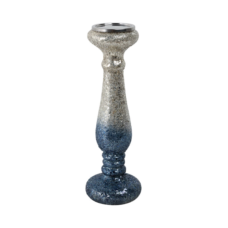 Silver Blue Crackled Candle image number 0