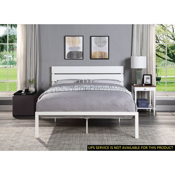Contemporary Queen Bed 1pc Casual Style White Metal Bed Bedroom Furniture