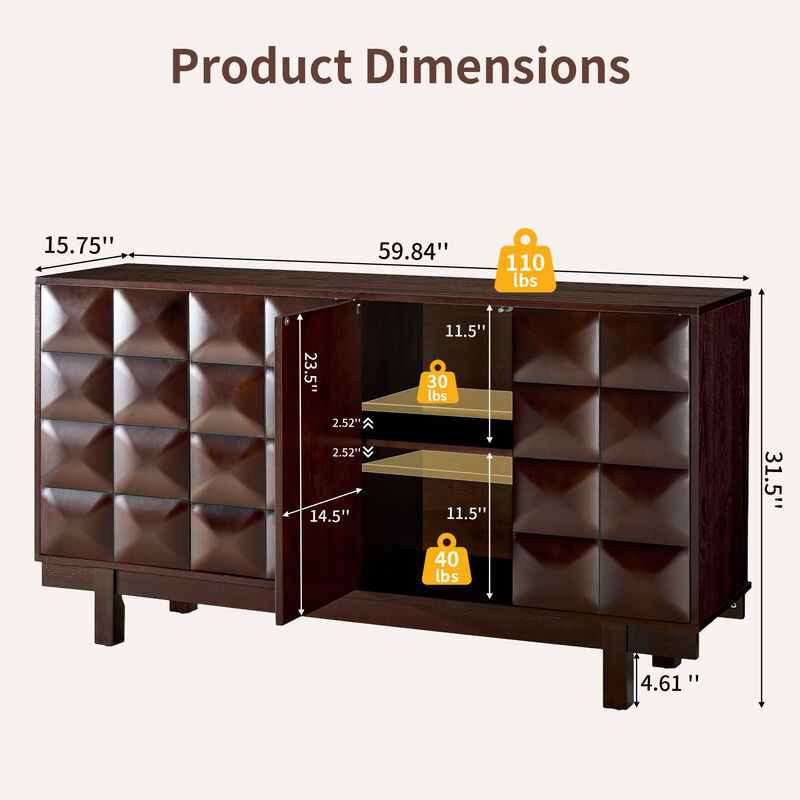 Bisirm 60" Push-to-Open Sideboard image number 9
