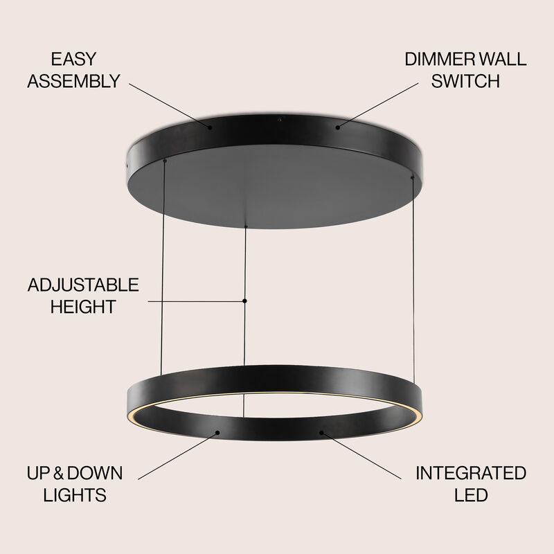 Jense Minimalist Modern Metal Adjustable Dimmable Ring LED Pendant