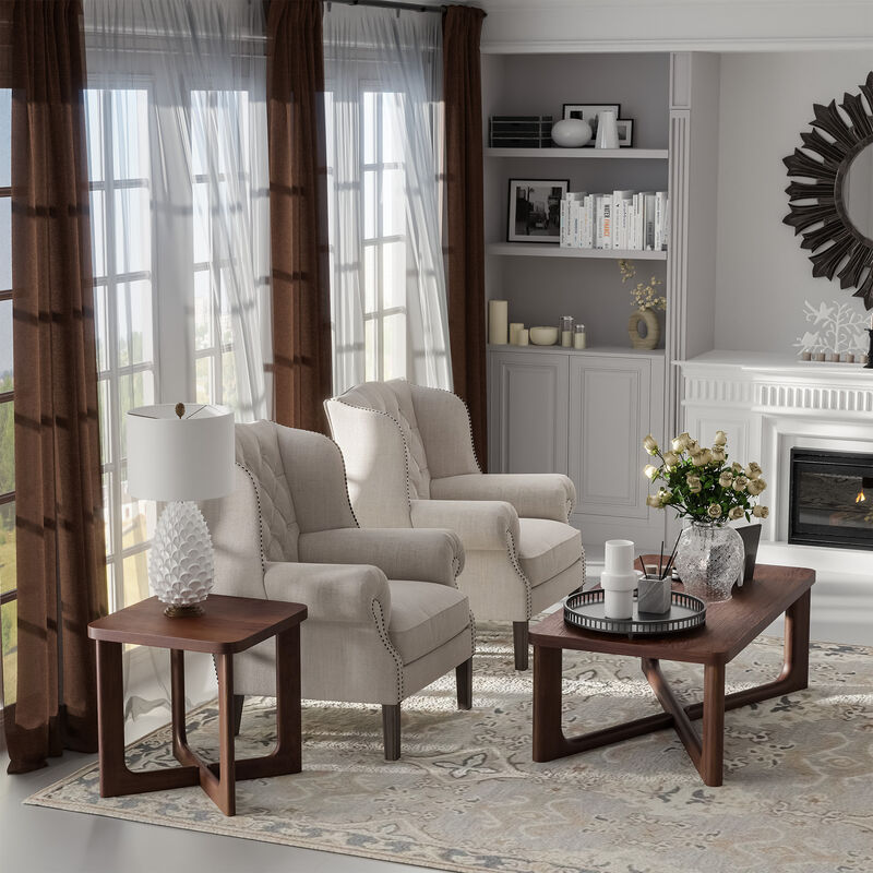 Aydan 24 in. Walnut Color Square Solid Wood Oak Coffee Table Side Table