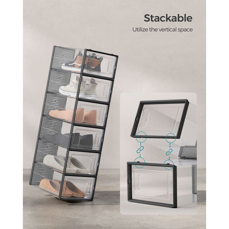 Pack of 18 Stackable Shoe Storage Organizers - Practical Shoe Boxes for Organized Spaces