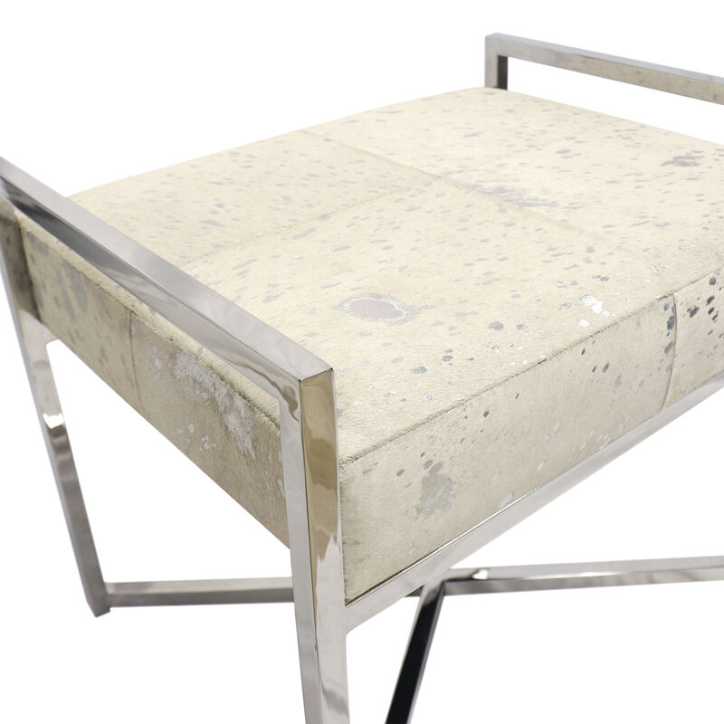 Pasargad Home Safari Steel & Cowhide Bench image number 3