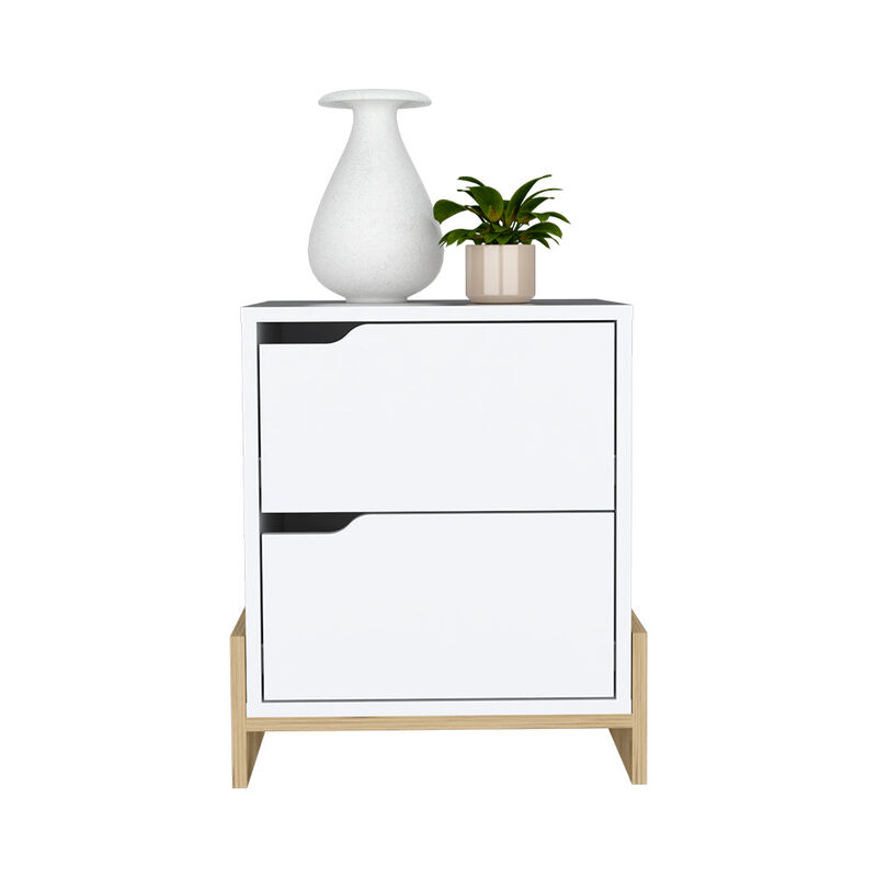 Nightstand Brookland, Bedroom, White / Macadamia