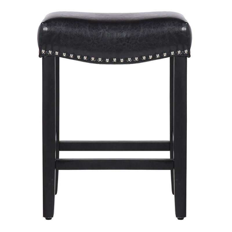 WestinTrends 24" Upholstered Saddle Seat Counter Stool (Set of 2)