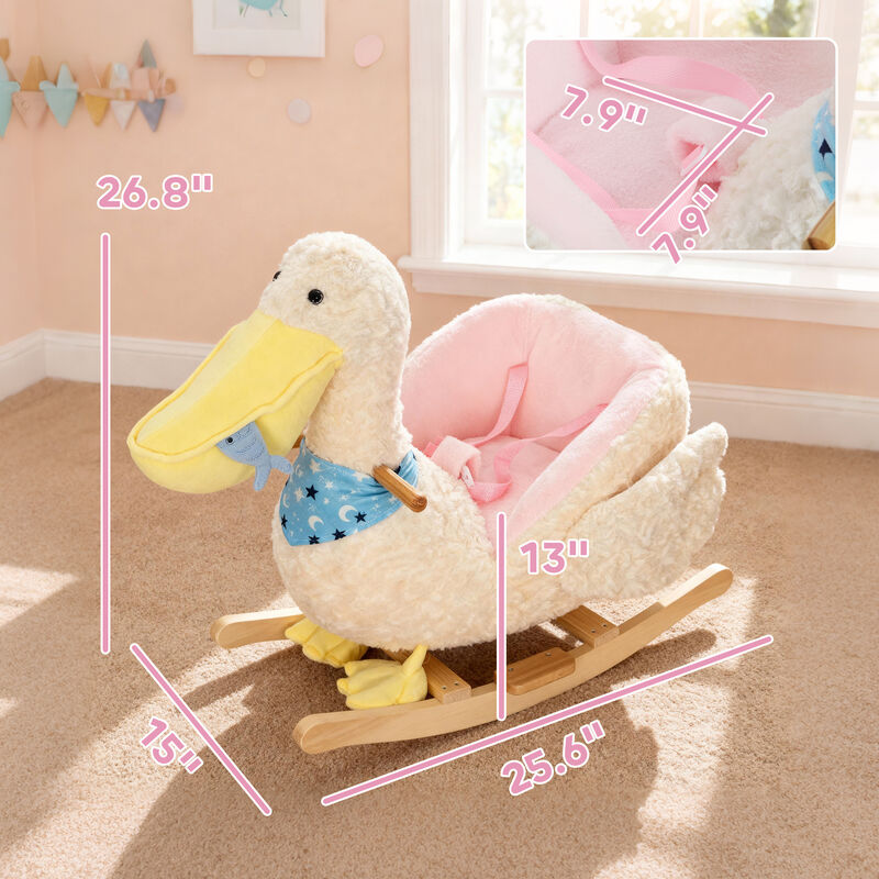BreeBe Baby Rocking Horse Toy with Pelican Design and Duck Sound image number 2