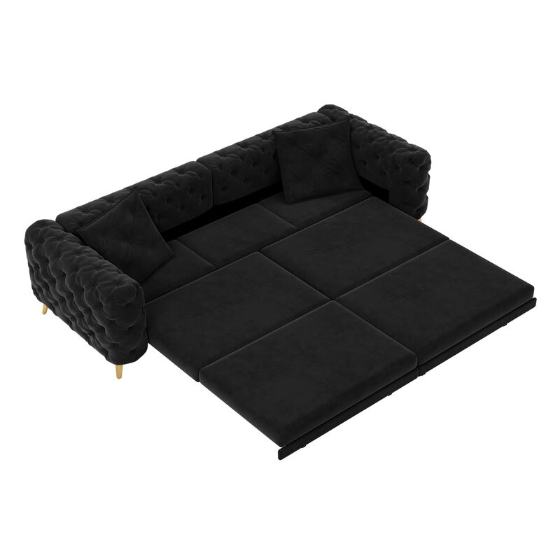 Whisen 97.7" 4-Seat Convertible Sleeper Sofa, Velvet 3-in-1 with Ottoman for Apartment Office image number 0