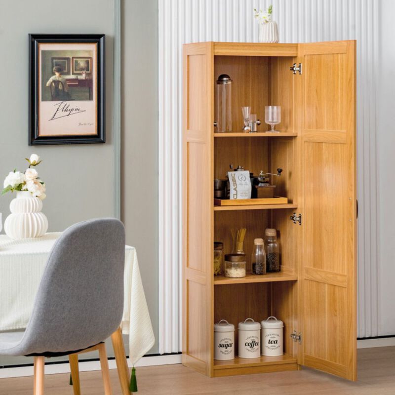 Tall Storage Cabinet with 4 Storage Shelves for Bathroom Living Room-Natural