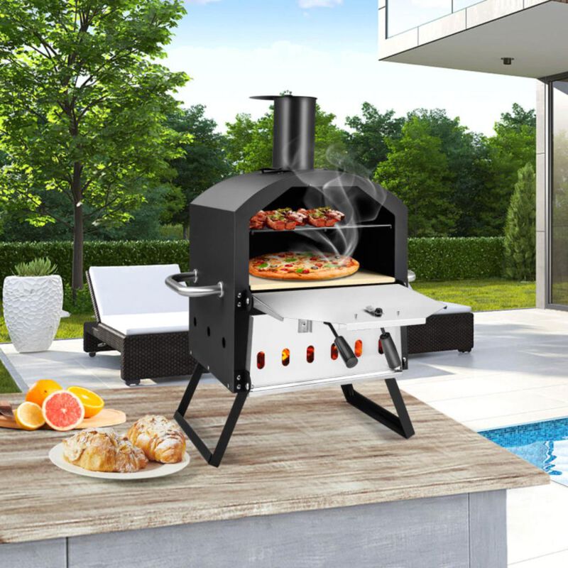 Hivvago 2-Layer Pizza Oven with Removable Cooking Rack and Folding Legs