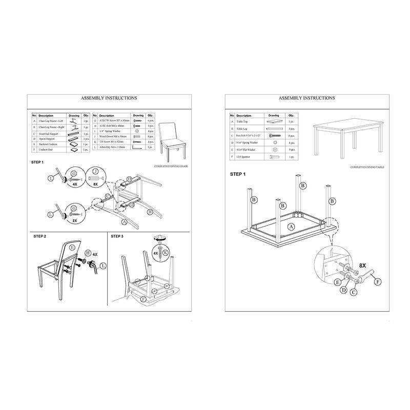 Zory 5pc Dining Table Set, 4 Padded Chairs, Beige Burlap, Brown Wood - Benzara