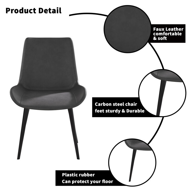 Streamdale Grey Dining Chair with Black Metal Legs (4-pack) image number 3