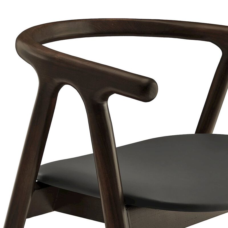 Modway Henry Solid Wood Curved Back Dining Chair in Black &ndash; Single Wood Dining Chair with Faux Leather Upholstered Seat &ndash; Modern Dining Room Armchair or Accent Chair image number 6