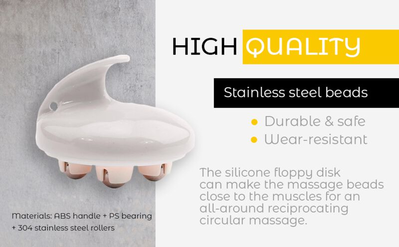 Rolling Body Massager. White, Stainless Steel. image number 2
