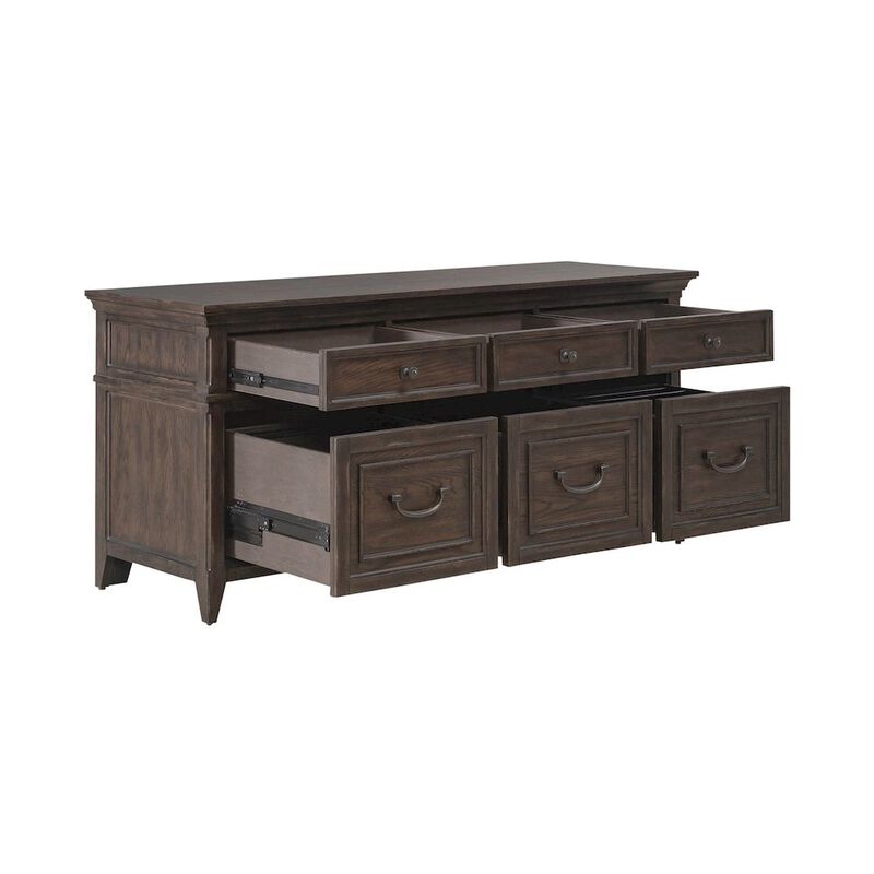 Liberty Furniture File Credenza with 3 File Storage Drawers Home Office - Saddle Brown Oak Wood image number 6