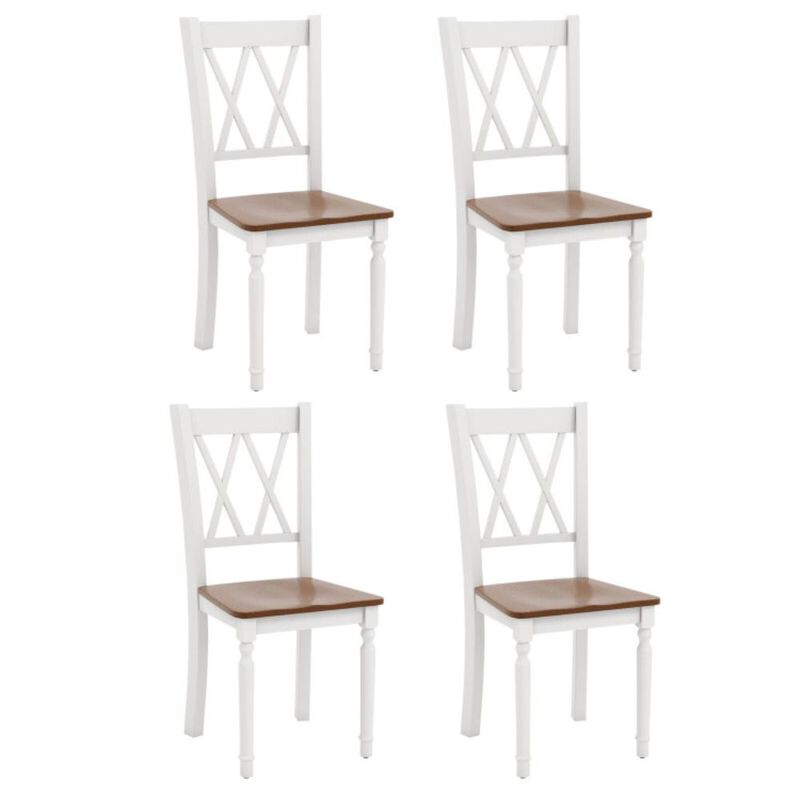Hivvago Set of 4 Wooden Farmhouse Kitchen Chairs with Rubber Wood Seat