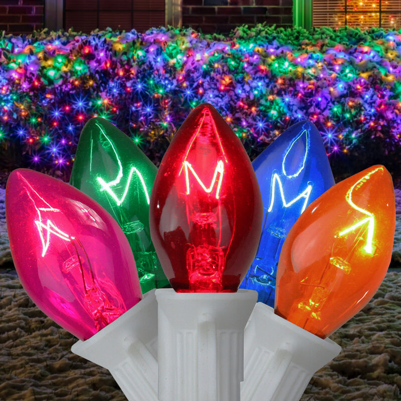 25 Count Multi Color C7 Christmas Lights  24ft White Wire image number 2
