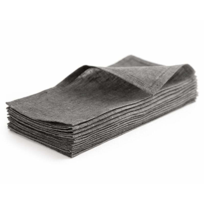 Solino Home 100% Pure Linen Cocktail Napkins 9 x 9 Inch Set of 12 - Athena