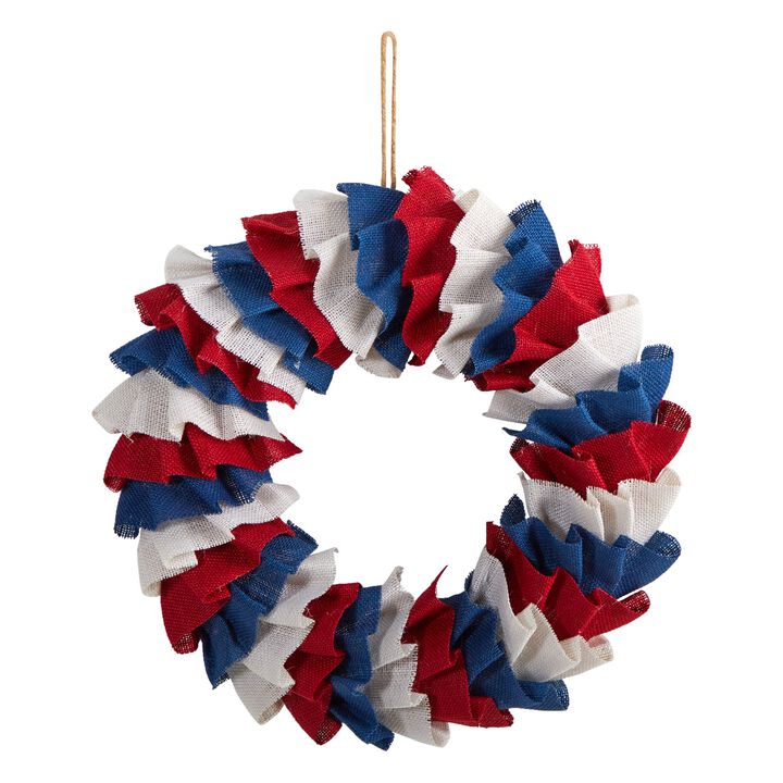 Hivvago 18" Red White and Blue â€œAmericana" Burlap Wreath