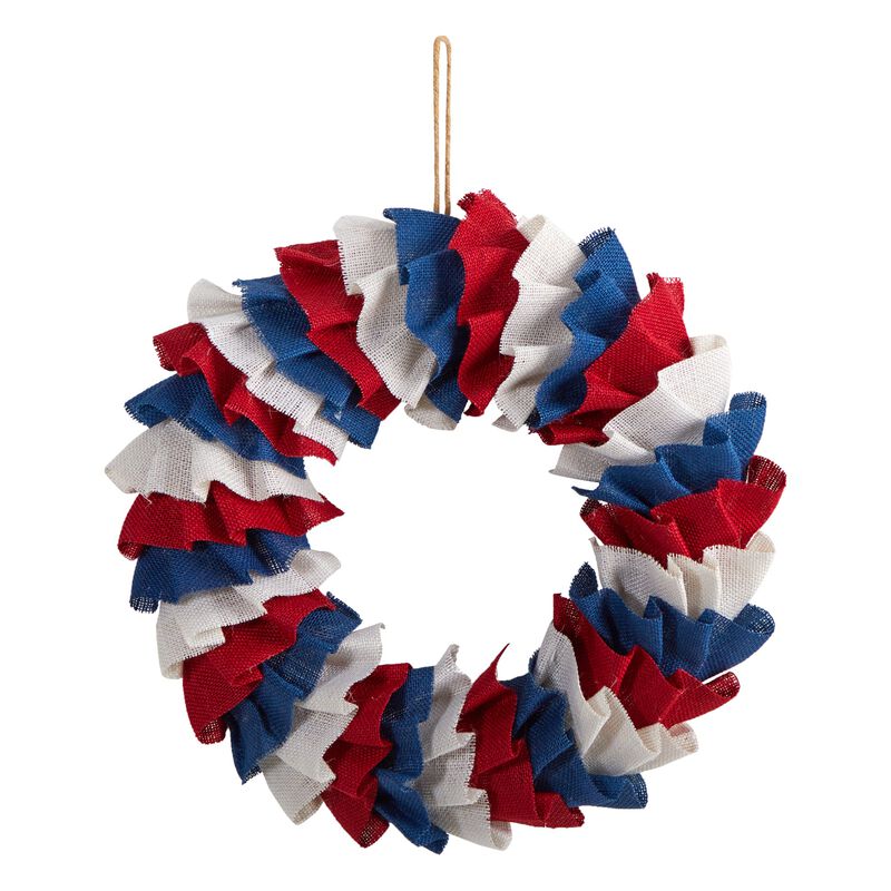 Hivvago 18" Red White and Blue â€œAmericana" Burlap Wreath