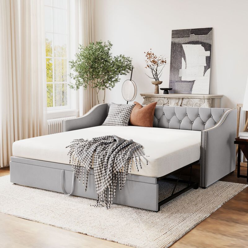 Musvi Pop Up Trundle Upholstered Daybed image number 1