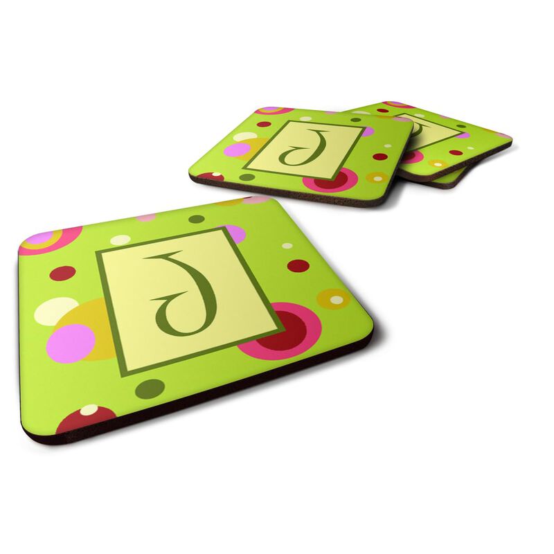 Caroline's Treasures CJ1010-JFC Monogram-Green Foam Coasters (Set of 4), Initial Letter J, 3.5 H x 3.5 W, Multicolor