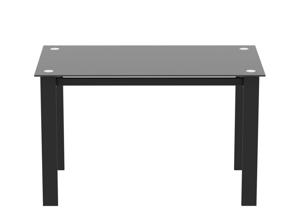 Tansole 47.3 in. Rectangle Black Glass Top With Metal Frame (Seat 4)