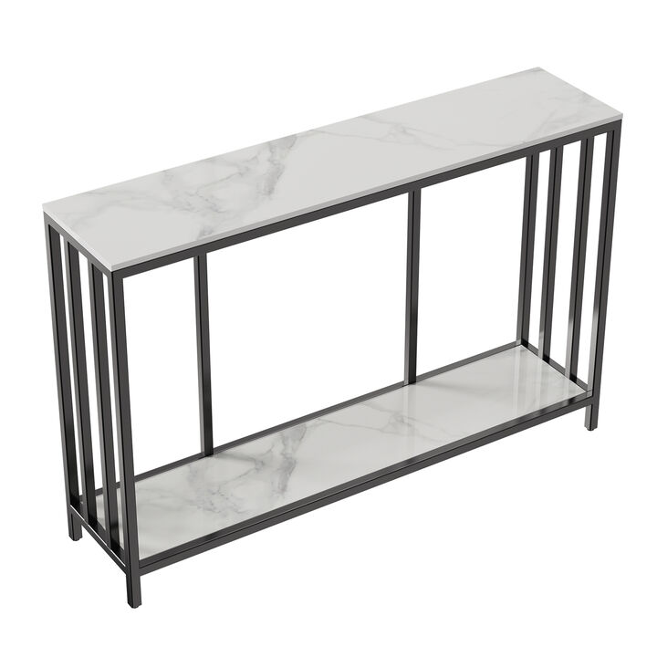 2 Tier Modern Sofa Table Heavy Duty Sintered Stone Console Table