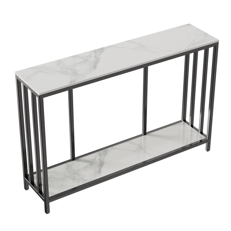 2 Tier Modern Sofa Table Heavy Duty Sintered Stone Console Table image number 0