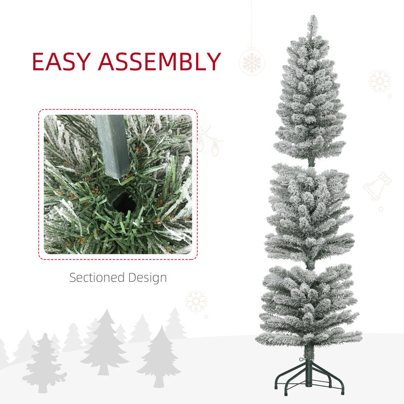 BreeBe 5ft Artificial Pencil Christmas Tree with Metal Base image number 5