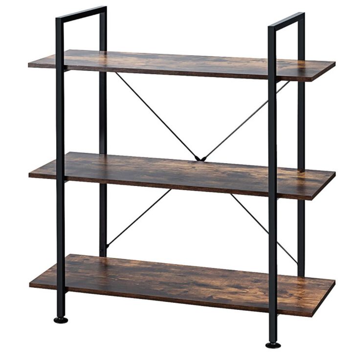 Hivago 3/5 Tiers Industrial Bookcase with Metal Frame for Home Office