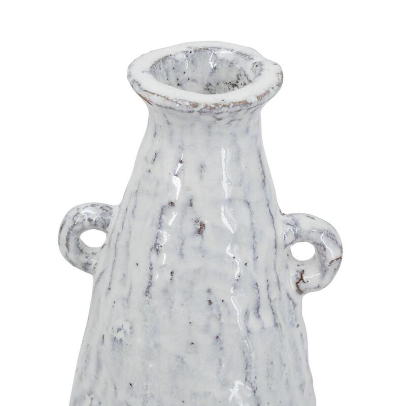 HomeRoots 12" White Terracotta Tapered Jug Vase image number 2