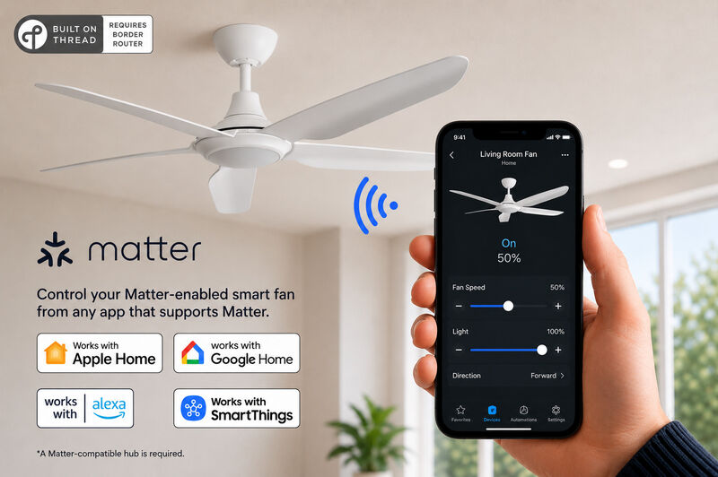 ENLIGHT 52" Smart DC Ceiling Fan with Light, IP66 Outdoor/Coastal Rated, Matter Smart Home Integration, 5 Blades image number 2