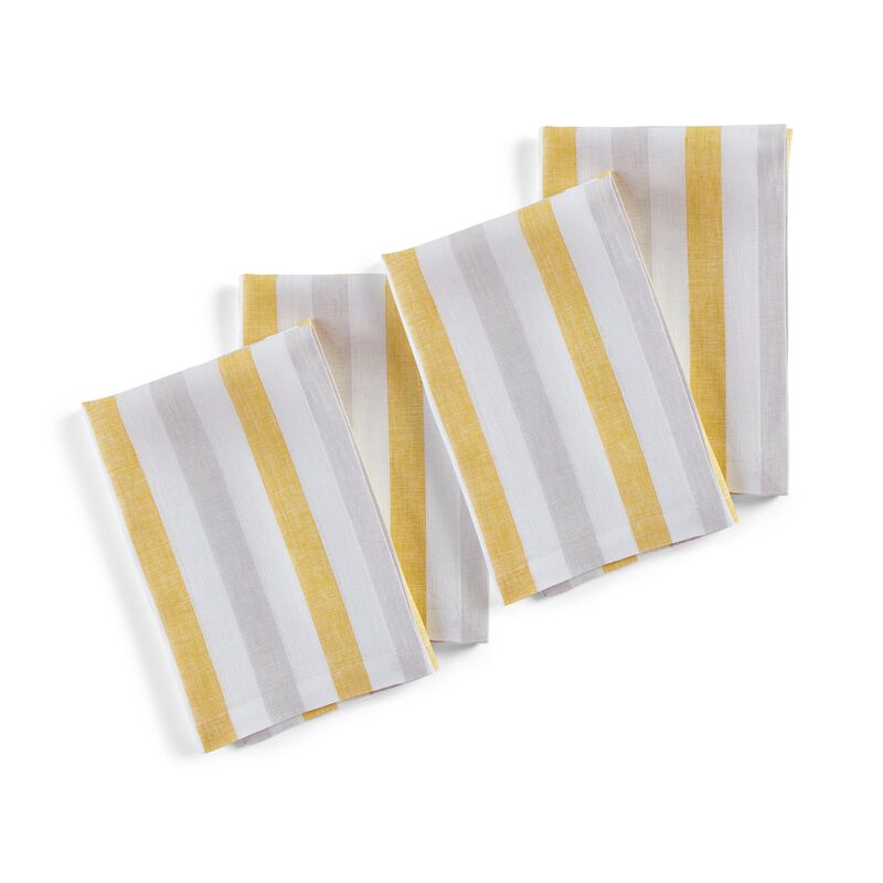 Solino Home 100% Pure Linen Dinner Napkins 20 x 20 Inch Set of 4 - Sorrento Stripe