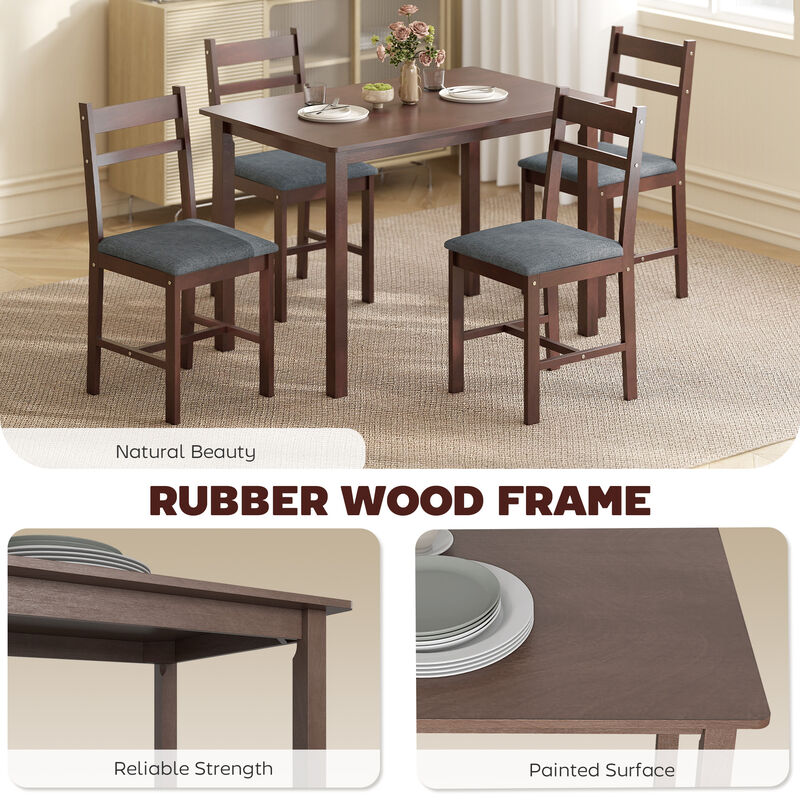 Hivvago Solid Wood Dining Table Set with Upholstered Chairs image number 4
