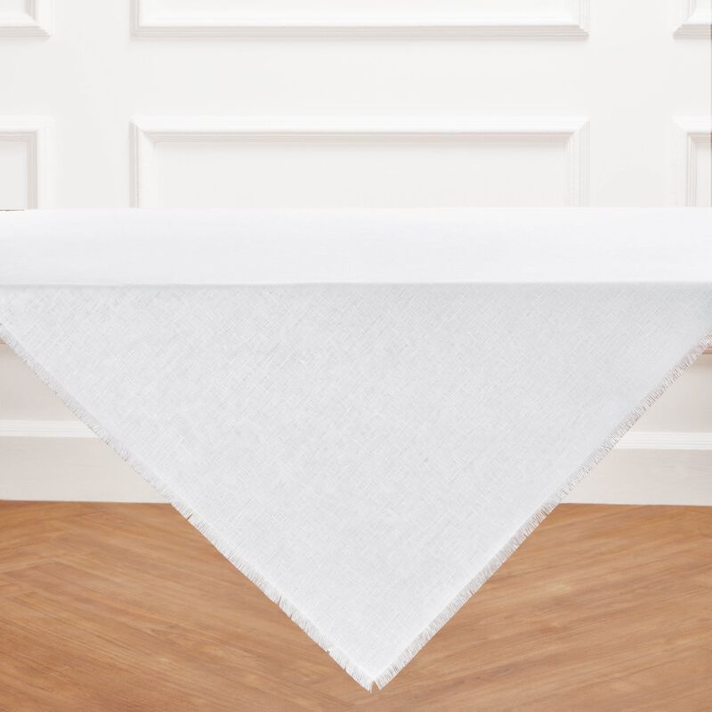 Solino Home Fringe 100% Linen Table Throw &ndash; Handcrafted, Machine Washable, Perfect for Holiday and Everyday Dining