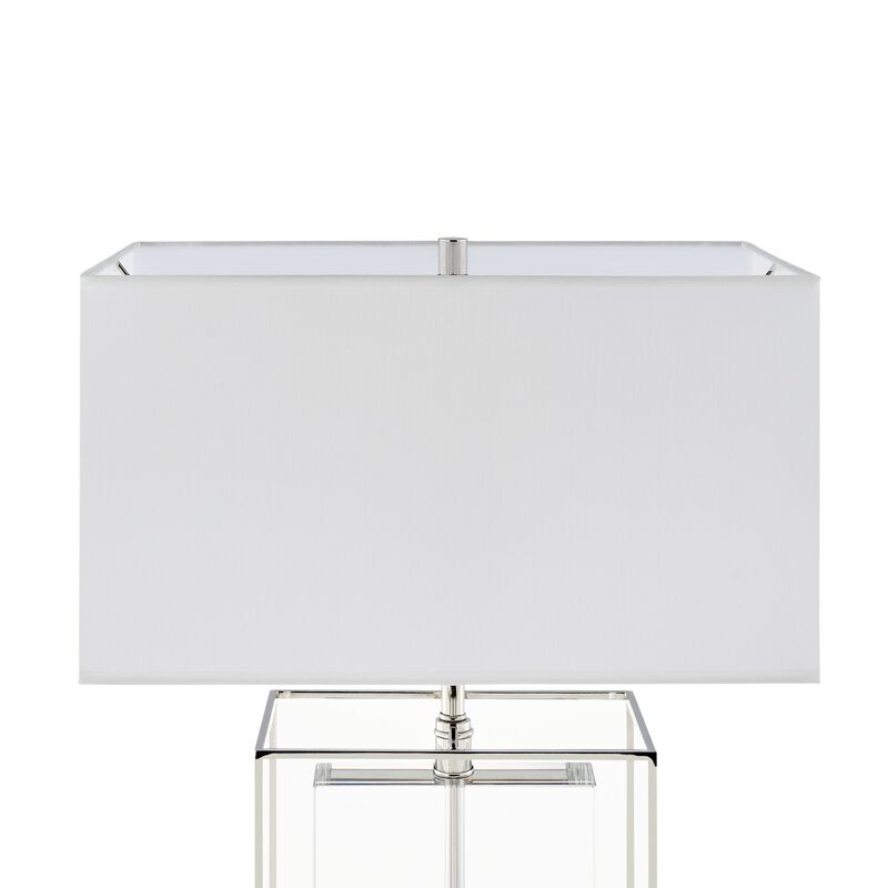 Rectangular Table Lamp Chrome Metal LED Light