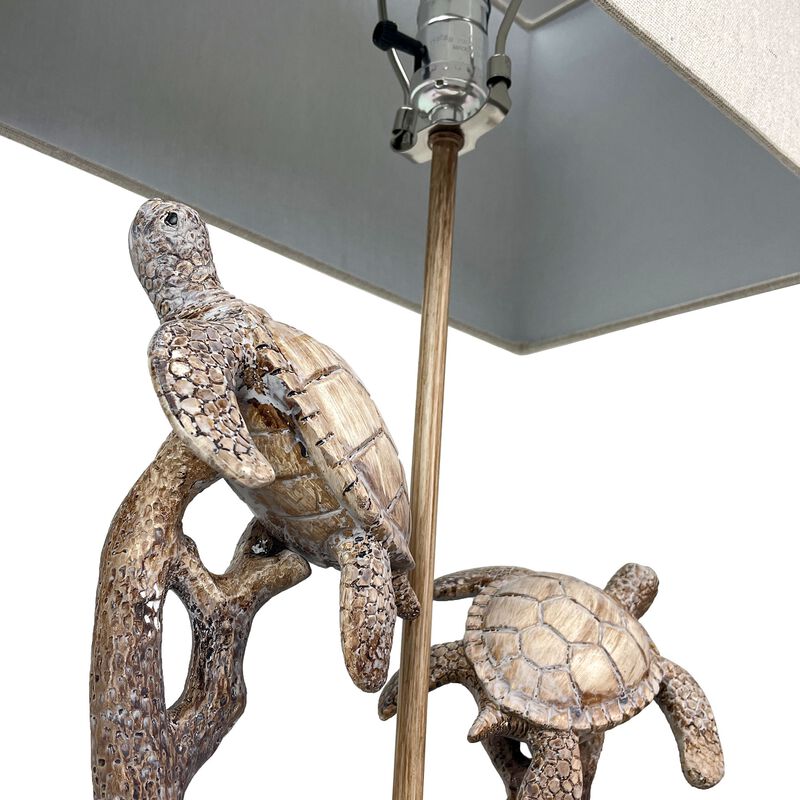 Set Of 2 Double Sea Turtle Table Lamps Coastal Nautical Resin 2775 W Shades image number 2