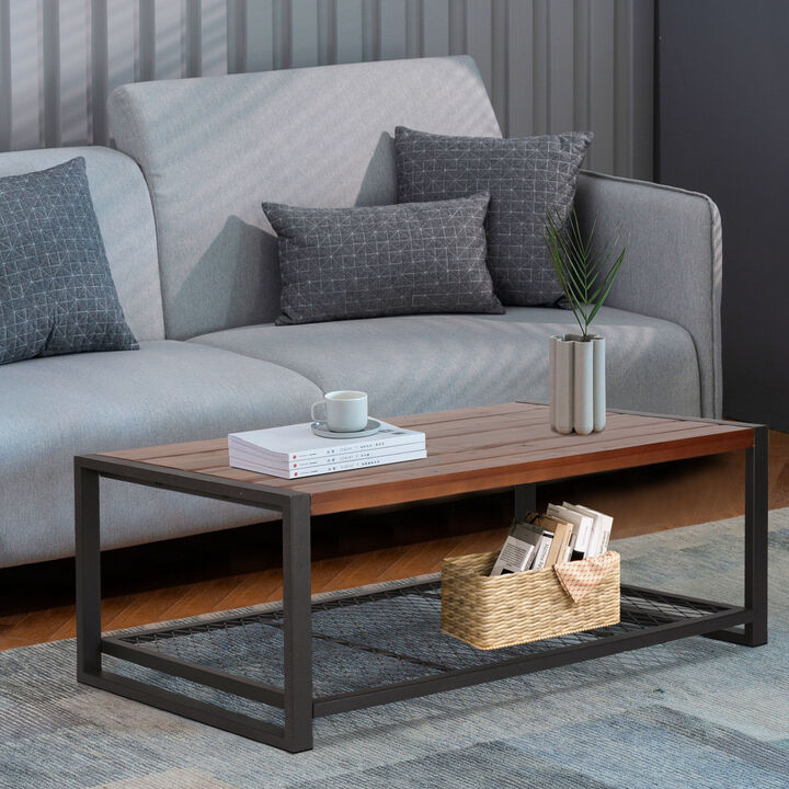 Console Coffee Table with a Natural Reclaimed Wood Finish, for Living room