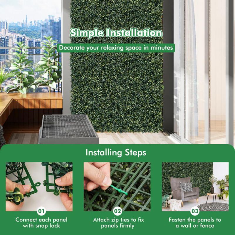 Hivvago 12 Pieces Artificial Peanut Leaf Hedges Panels