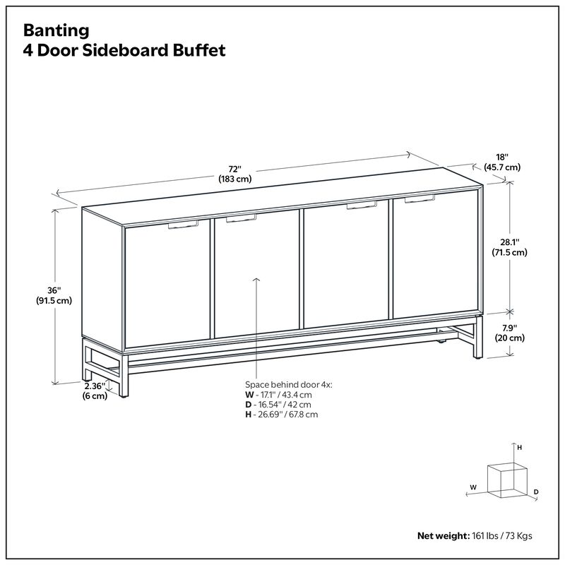 Simpli Home Banting 4 Door Sideboard Buffet image number 9
