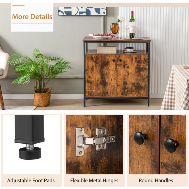 Hivvago 2-Door Buffet Cabinet with Shelves and Cable Management Holes