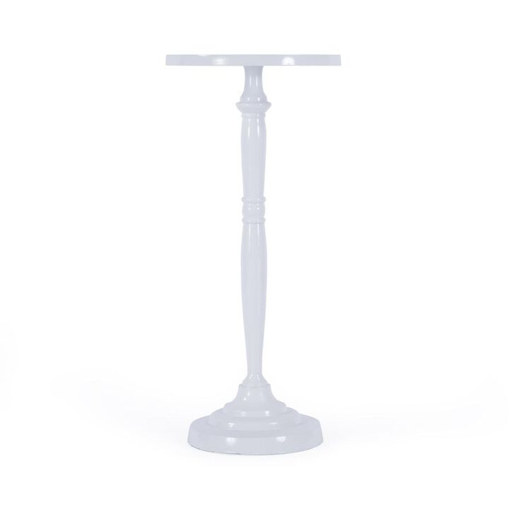 Butler Specialty Landon Outdoor Round Metal Pedestal Side Table, Ivory