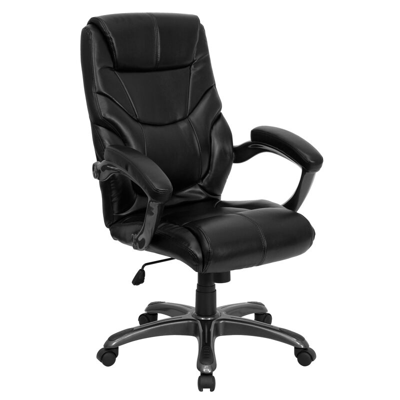 Greer High Back Black LeatherSoft Executive Swivel Ergonomic Office Chair with Arms image number 0