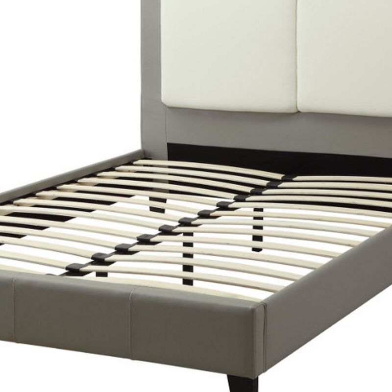 Elegant Wooden C.King Bed With PU Head Board, Gray - Benzara