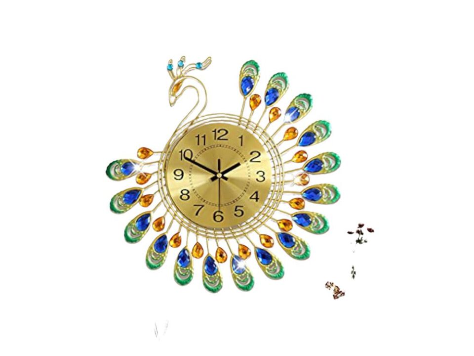 Large Wall Clocks Living Decor Gold Clock Silent Battery Operated Non Ticking