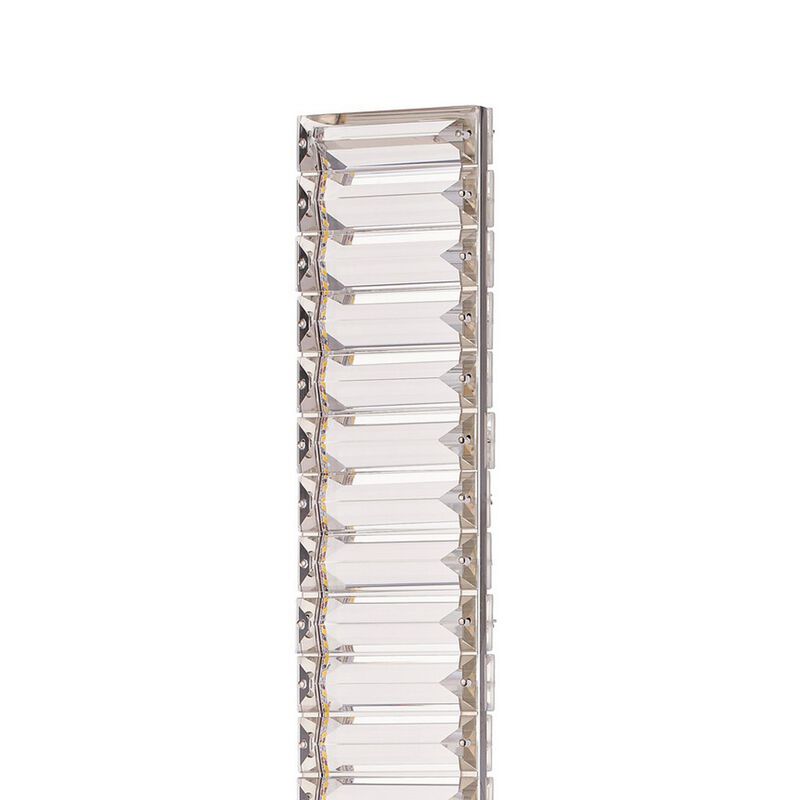 Lizy 24 Inch Table Lamp with Crystal, LED Metal Frame, Nickel Finish - Benzara